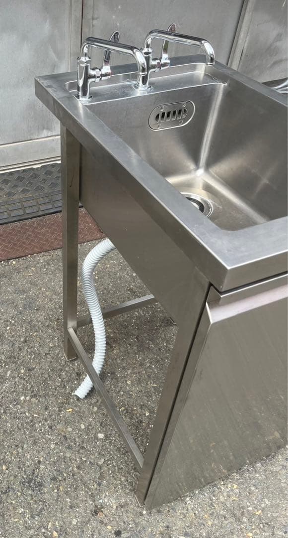 特注品 業務用 1槽シンク ２口蛇口付き 幅450×奥700×高さ850(mm)