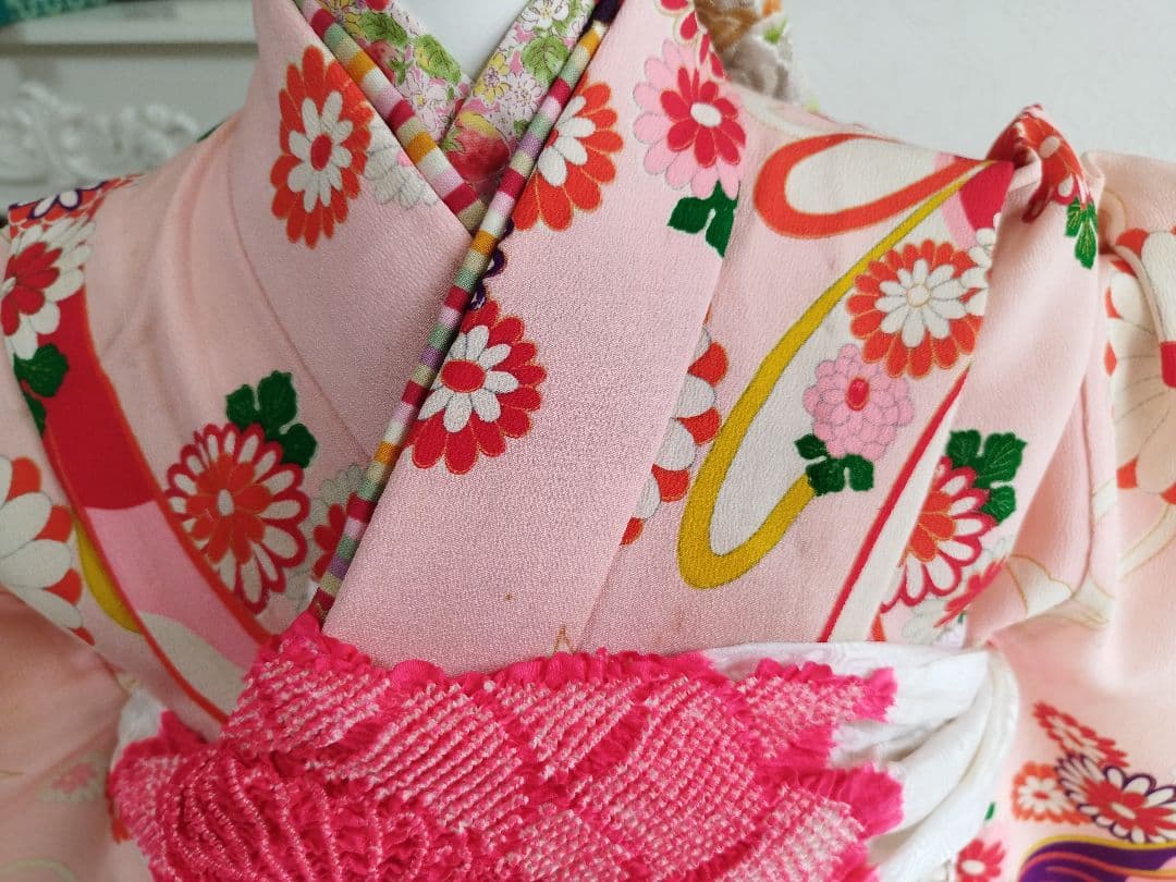 専用です☆アンティーク薄ピンクの着物と帯小物セット☆七五三　ハーフ成人式