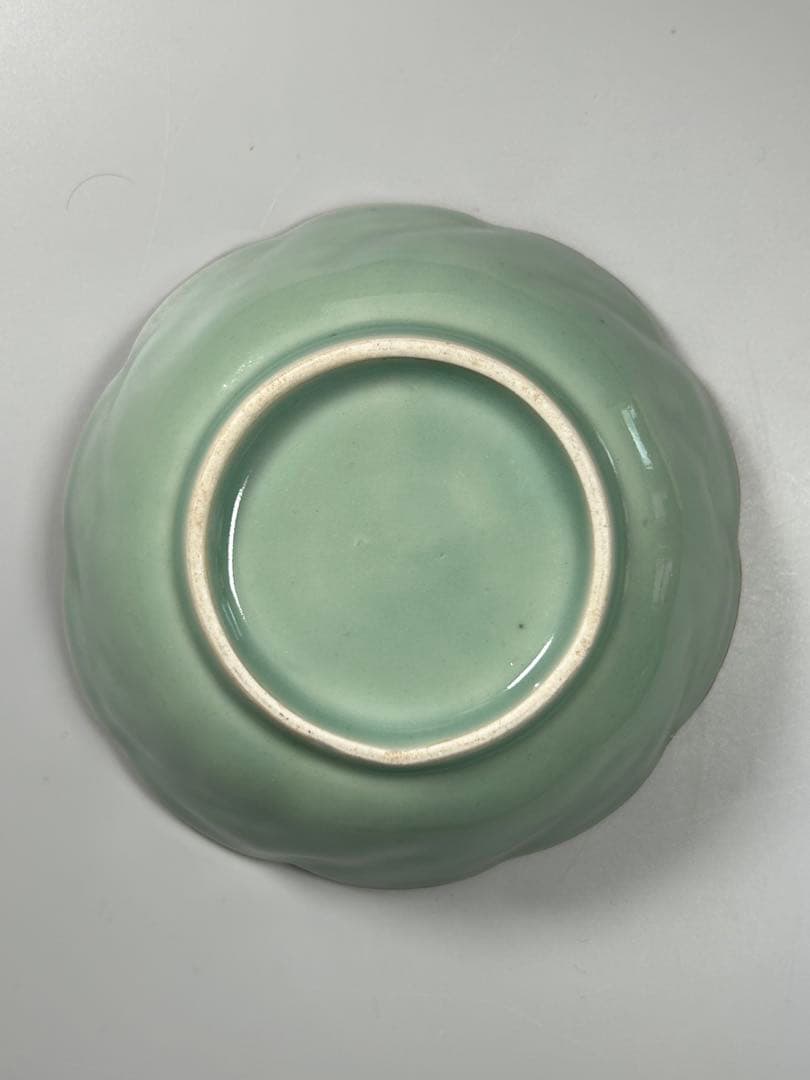 古伊万里　江戸青磁　柿右衛門手　青磁五弁花梅文様膾皿　五点　なます皿　菊　岩赤絵