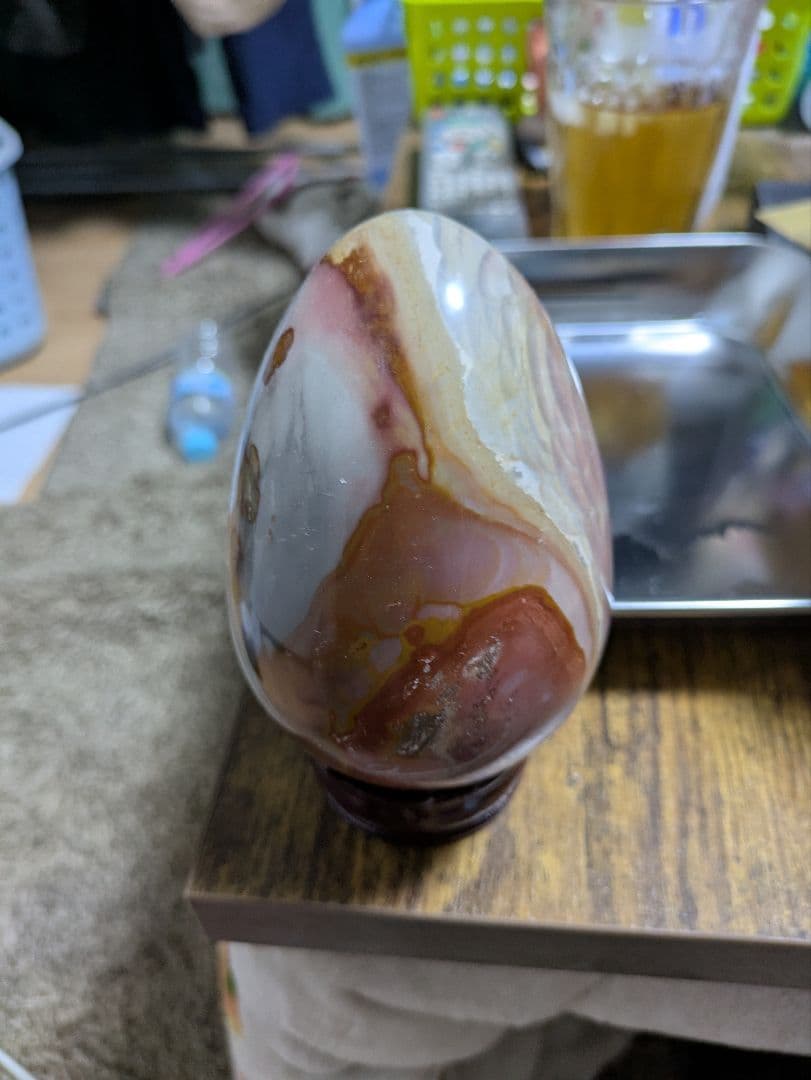 天然石　置物　石　瑪瑙　瑠璃　台座付き