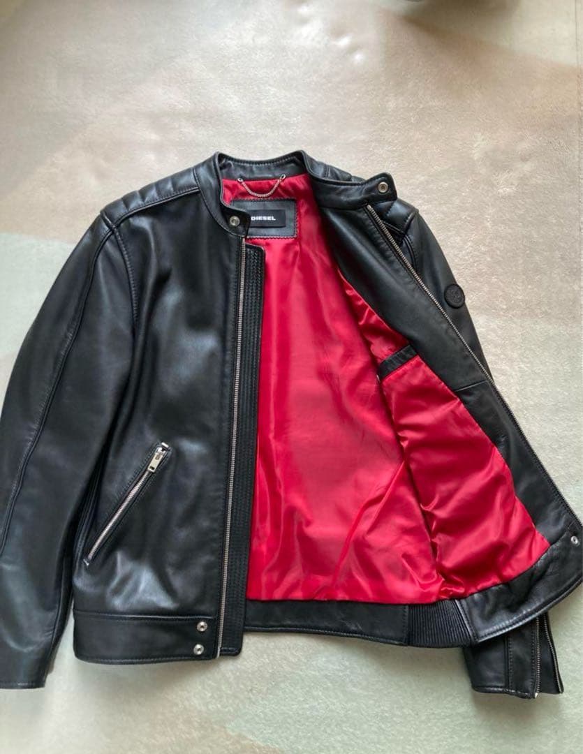 DIESEL Lサイズ ライダース ラムレザージャケット 羊