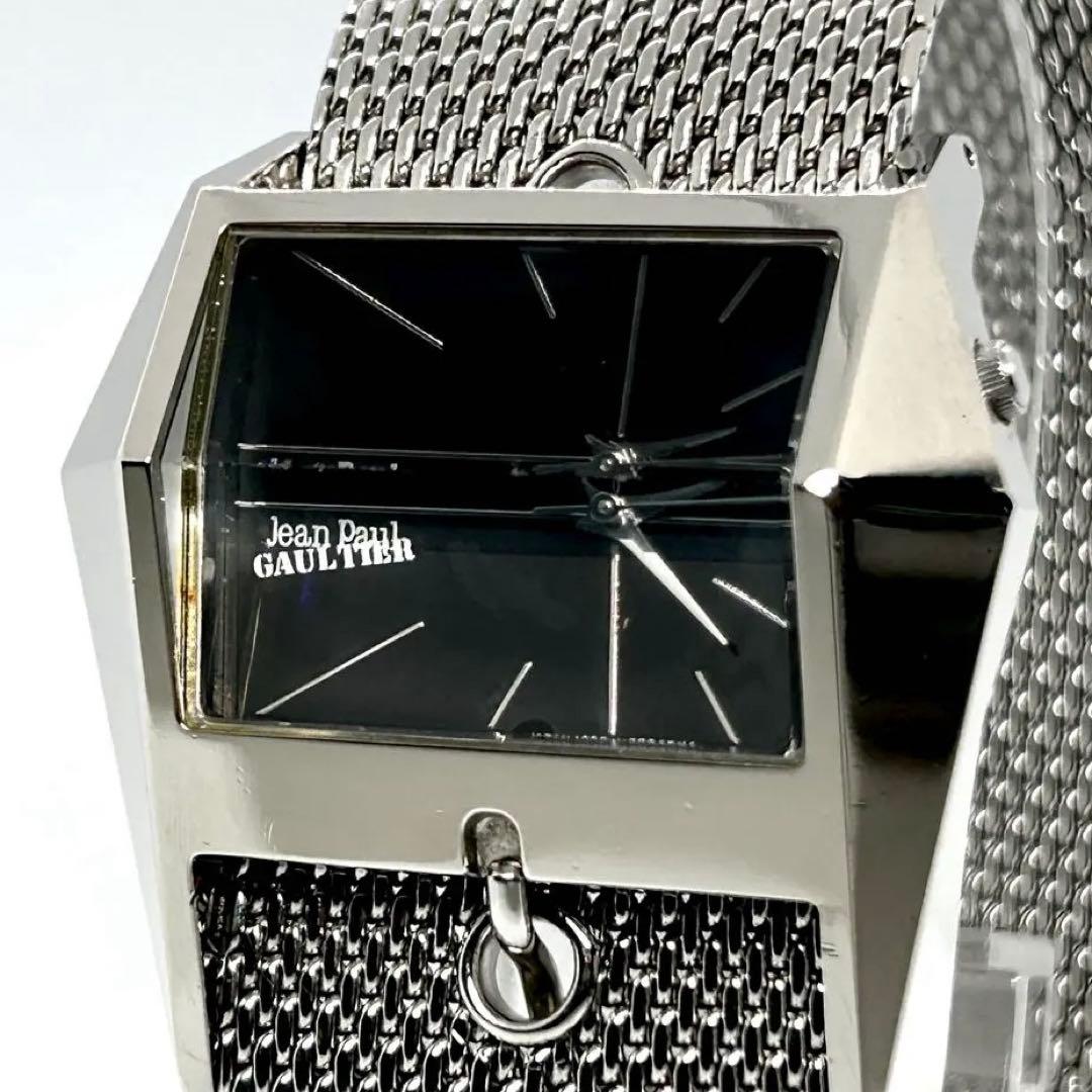 新品電池 稼働 ジャンポールゴルチエ QZ カットガラス シルバー メンズ