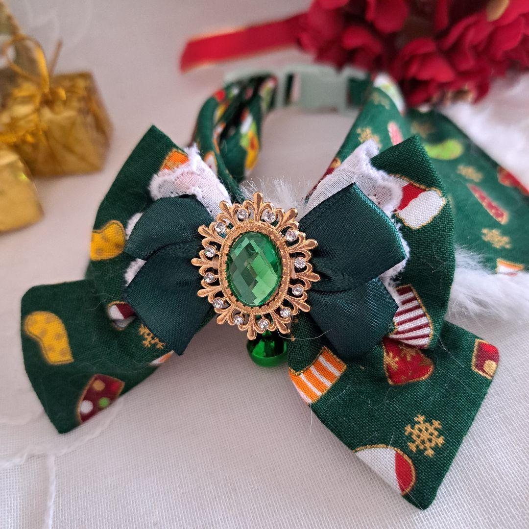 クリスマスシリーズ(靴下)わんちゃん猫ちゃん用襟つき首輪