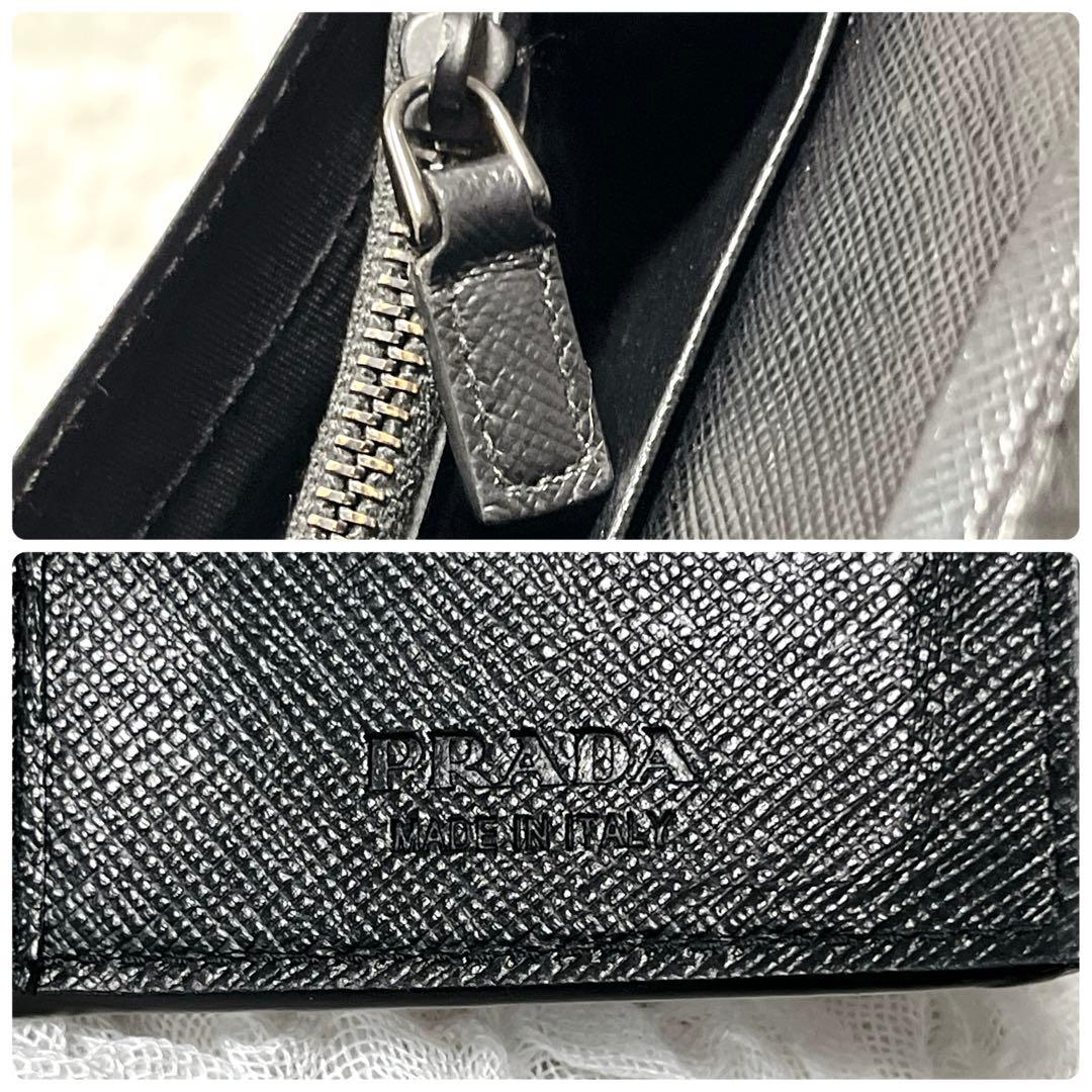 美品✨近年 PRADA 長財布　二つ折り　サフィアーノレザー　ウォレット　黒