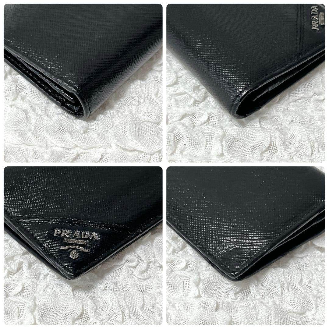 美品✨近年 PRADA 長財布　二つ折り　サフィアーノレザー　ウォレット　黒