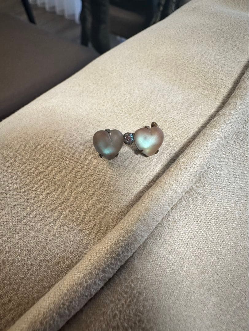 サフィレット ブローチ　ダブルハート　アンティーク　ヴィンテージ