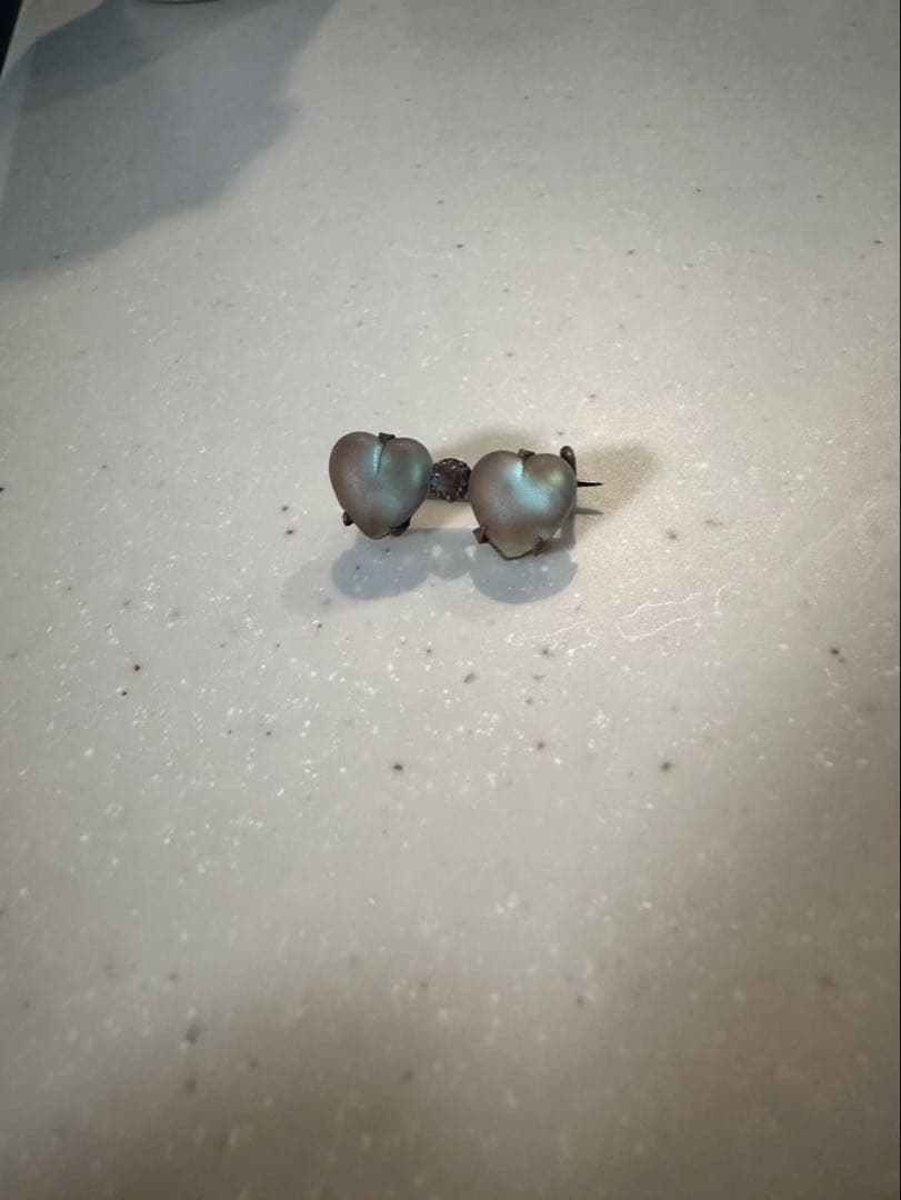 サフィレット ブローチ　ダブルハート　アンティーク　ヴィンテージ