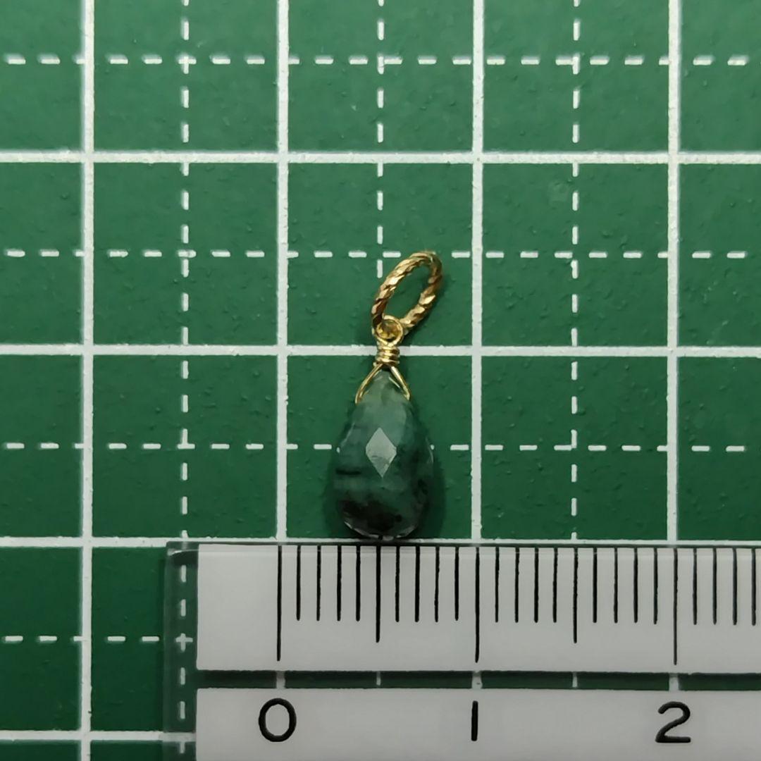 No.1338 エメラルド ドロップカット ペンダントトップ チャーム kgf