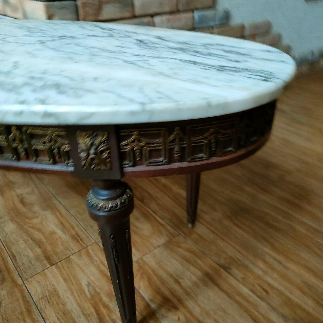 スペイン産大理石 丸型サイドテーブル 華麗 真鍮装飾 アンティーク ヴィンテージ