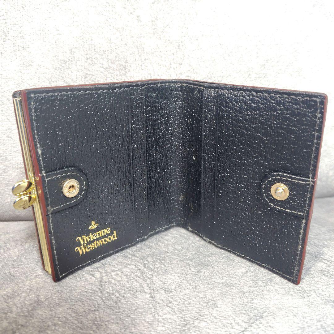 未使用級 ヴィヴィアン がま口 二つ折り財布 コンパクトウォレット オーブ 黒色