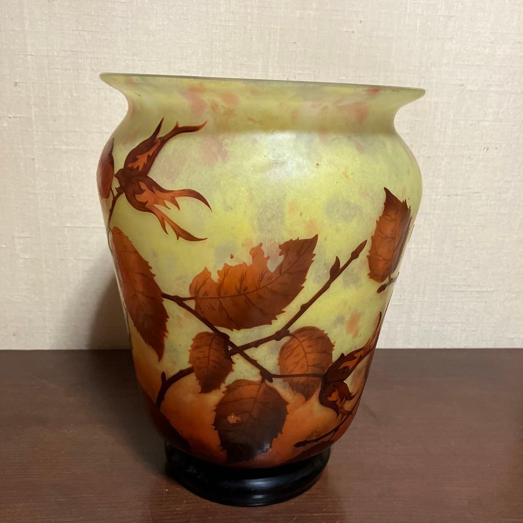 ドームナンシー　 花瓶　枯れ葉文　アール・ヌーヴォー