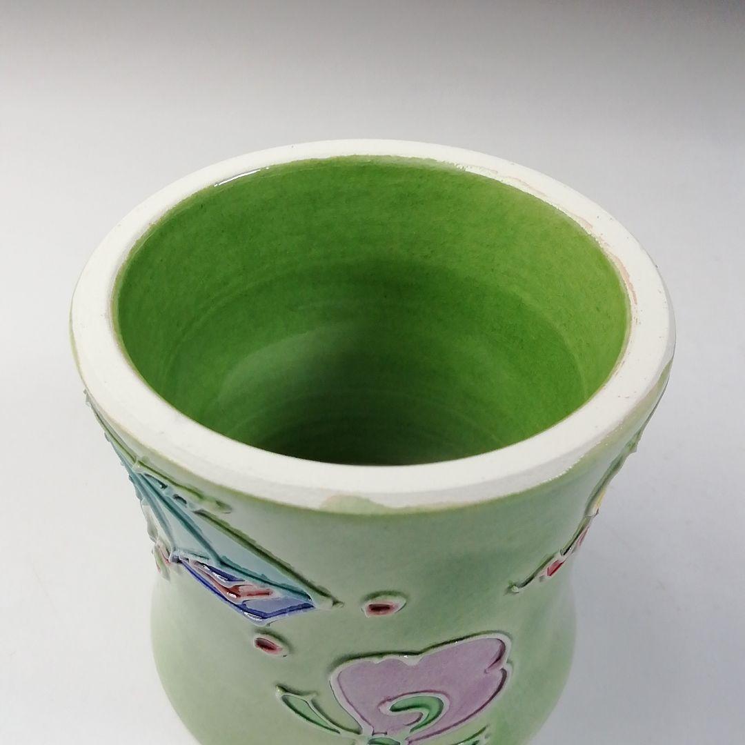 Ｔ６８５　蓋置　『淡緑交趾　宝尽し』『小松雅山 造』　共箱　茶道具