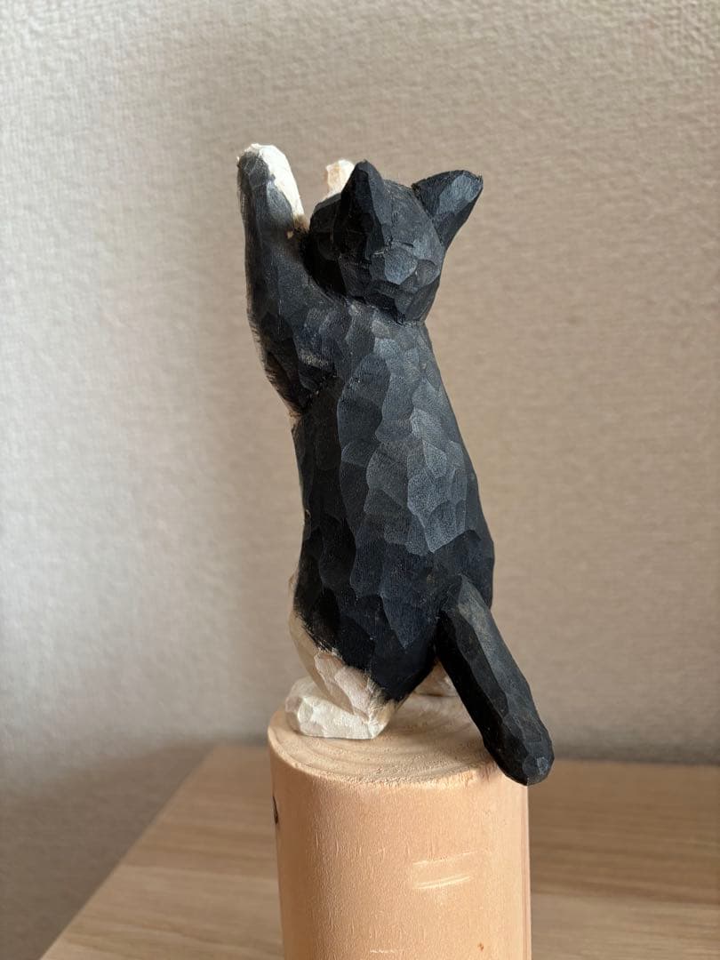 はまもとゆかり　木彫り猫/メモスタンド　ハチワレ