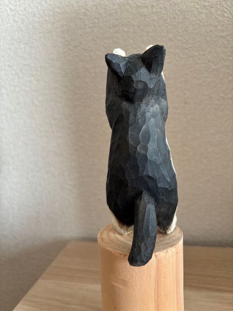 はまもとゆかり　木彫り猫/メモスタンド　ハチワレ