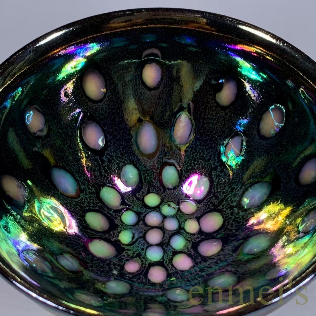 中国古美術・宋建窯風・曜変七彩珍珠斑天目茶碗・抹茶碗・茶道具・油滴天目・骨董風