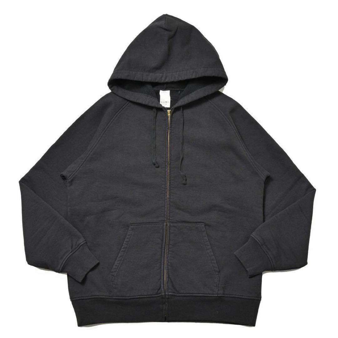 COMOLI コットン裏毛 ジップパーカ24SS/2 FADE BLACK