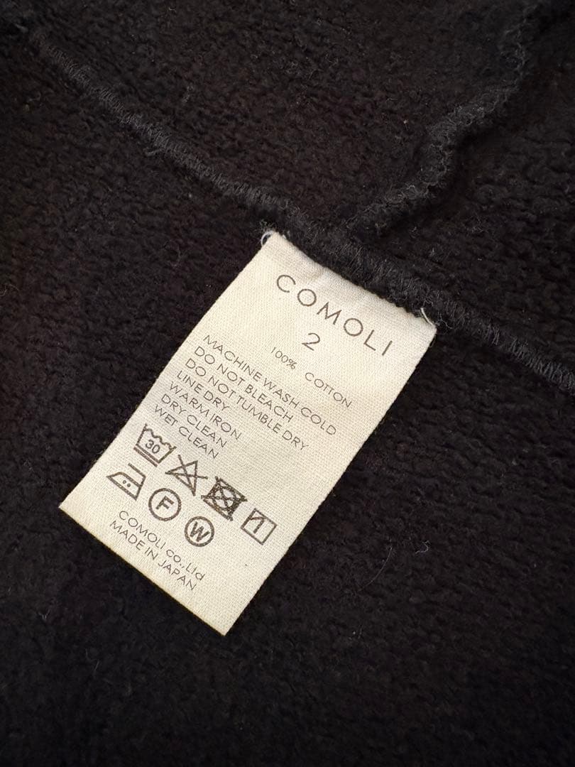 COMOLI コットン裏毛 ジップパーカ24SS/2 FADE BLACK