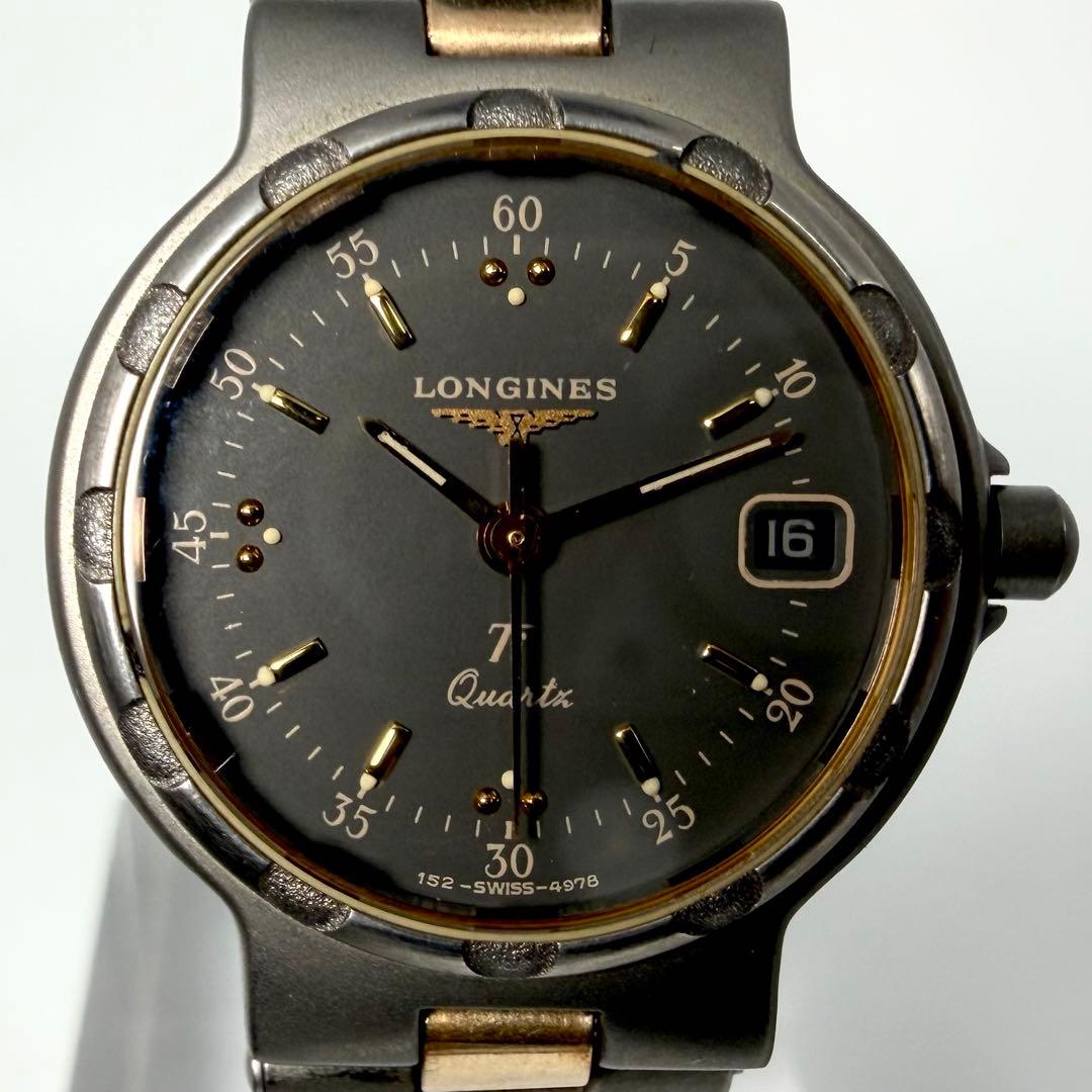 タンパクボーイ ロンジン コンクエスト コンビ 腕時計 デイト チタン