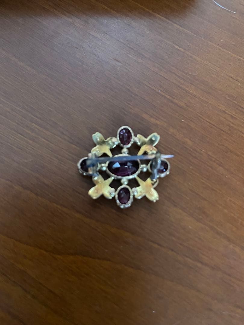 アンティークブローチ　ガーネット✖️パール