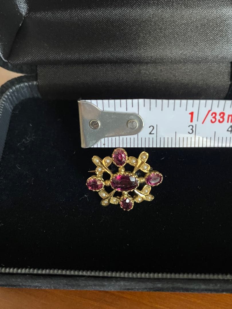 アンティークブローチ　ガーネット✖️パール