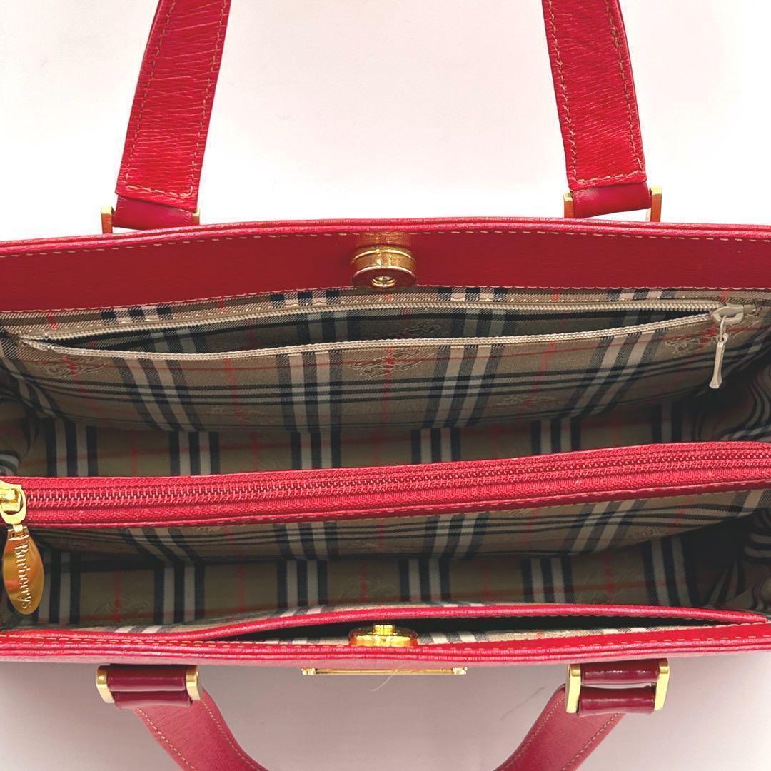 Burberrys バーバリーズ ハンドバッグ ノバチェック レッド　美品