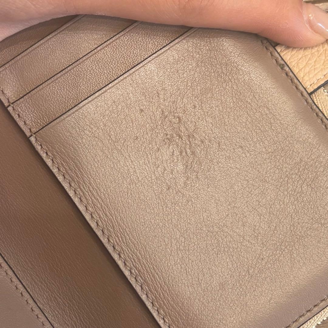 LOEWE ロエベ　二つ折り財布 ベージュ×イエロー