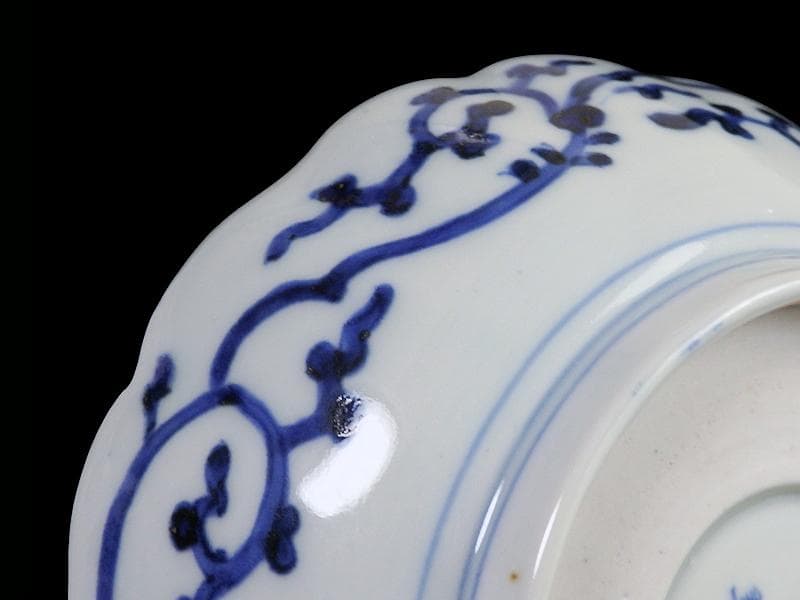 古伊万里　染付　微塵唐草の図　膾皿　３客　E980AS-CUx