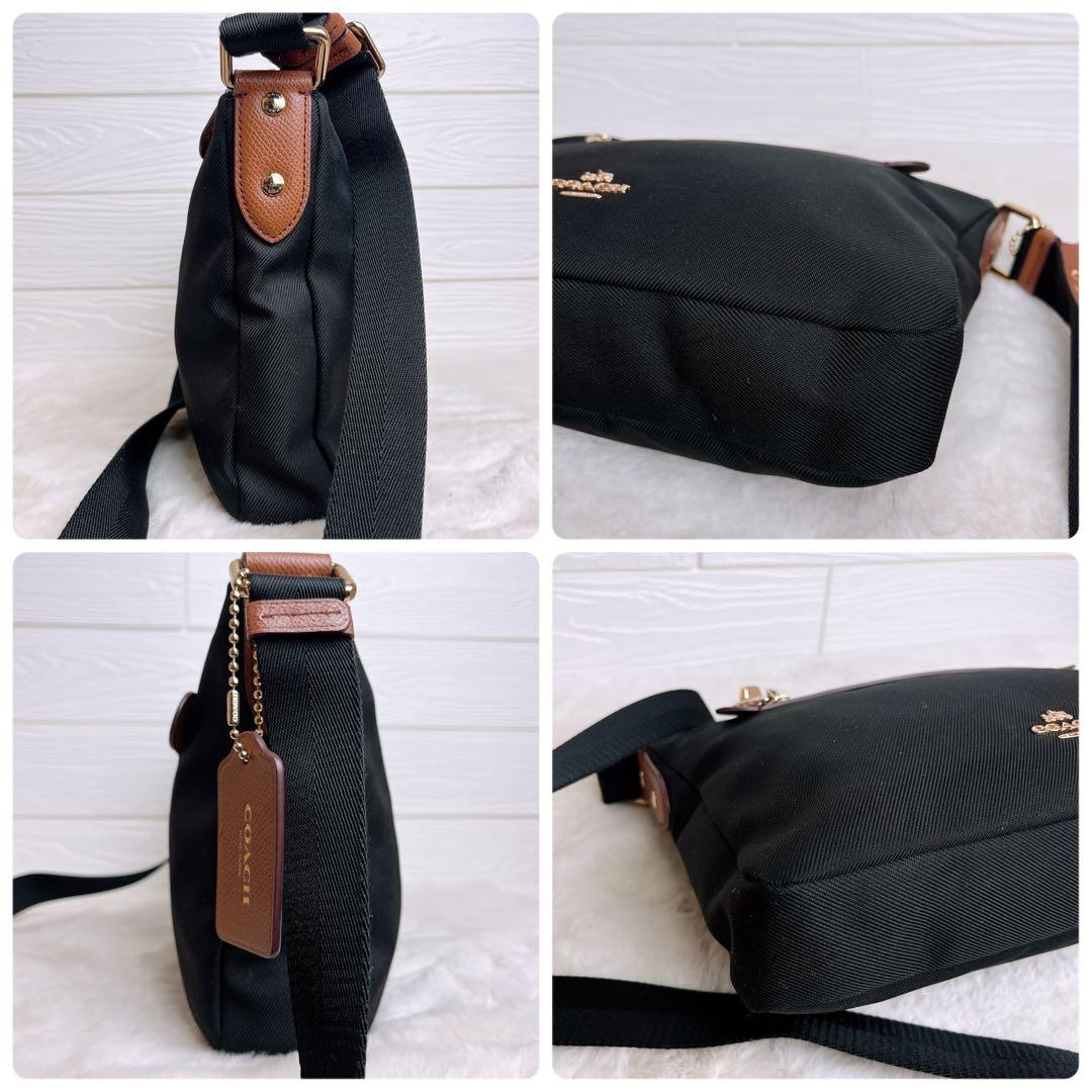 極美品☆COACHコーチ ショルダーバッグ ナイロン キャンバス ブラック
