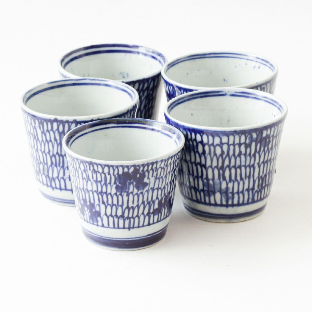 蕎麦猪口　微塵唐草　5客セット