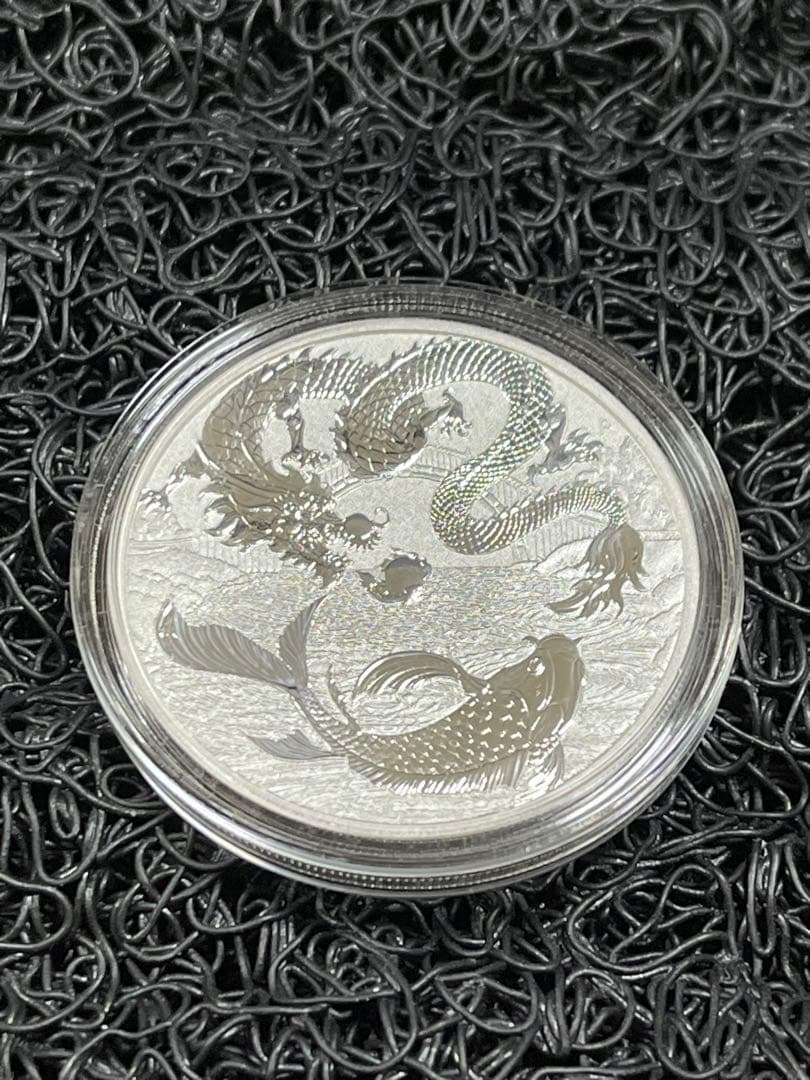 ph198002  2023年赤金彩カラー『赤龍＆金鯉』 銀貨 「龍と鯉」