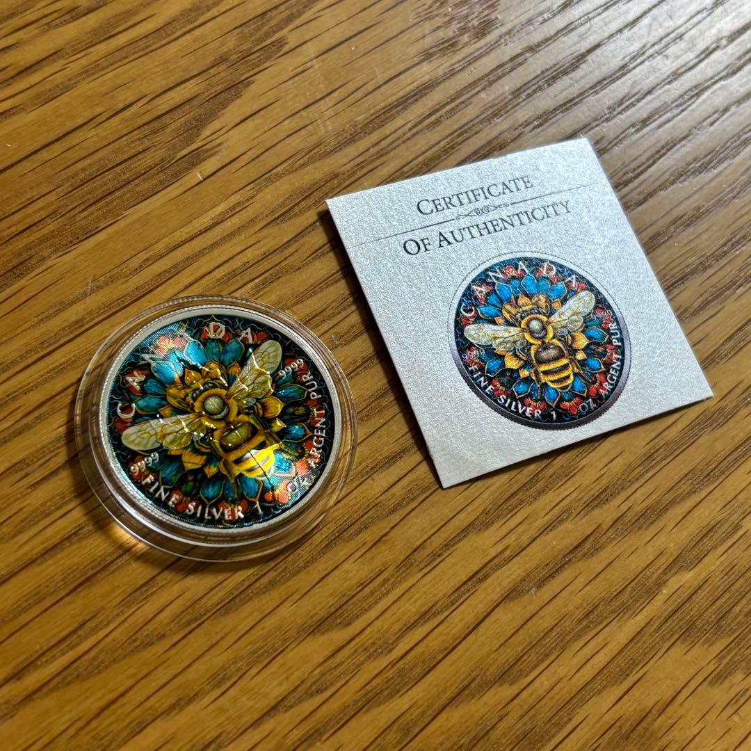 【世界限定100枚】メイプル銀貨 ミツバチ 蜜蜂 曼荼羅 2024 1オンス