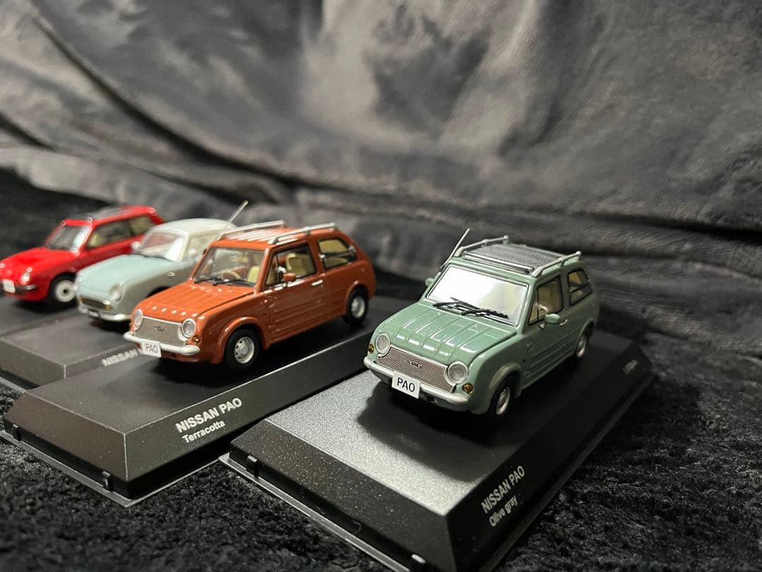 箱有　4台　京商　日産　PAO パオ　オリーブ　オレンジ　フィガロ　Be-1