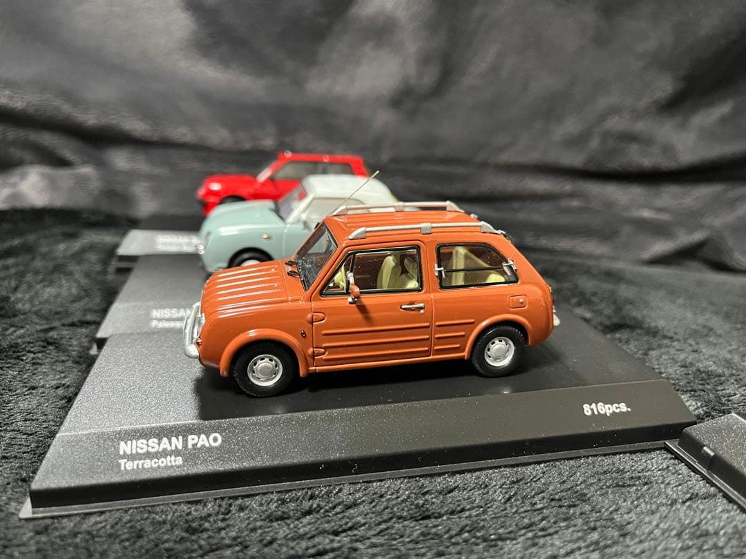 箱有　4台　京商　日産　PAO パオ　オリーブ　オレンジ　フィガロ　Be-1