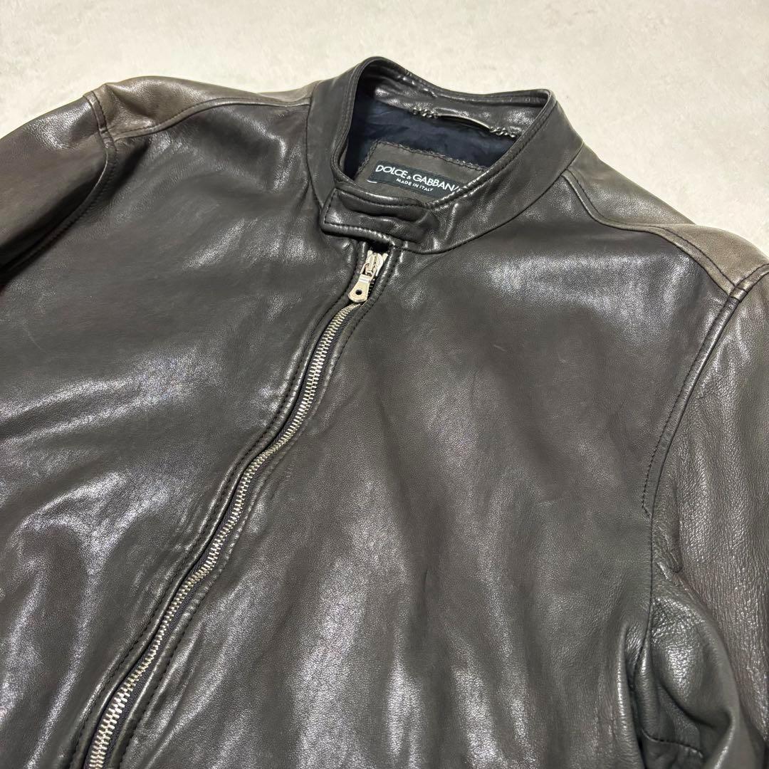 希少 DOLCE & GABBANA ラムレザー ライダーズ　黒 50 ブルゾン