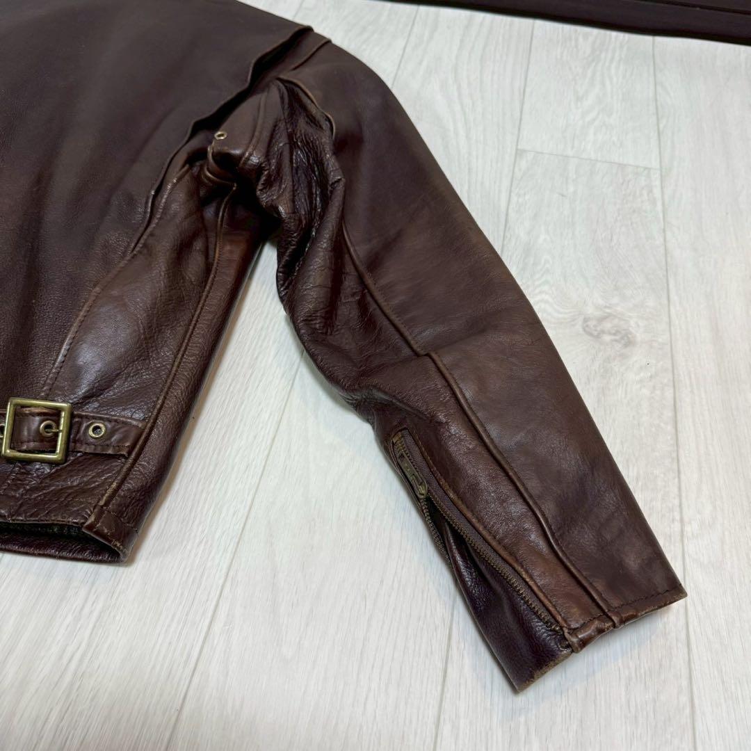 Schott 643EVS 襟付きシングルライダース ダークブラウン サイズ38