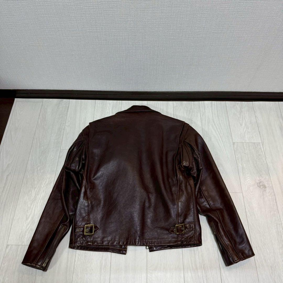 Schott 643EVS 襟付きシングルライダース ダークブラウン サイズ38