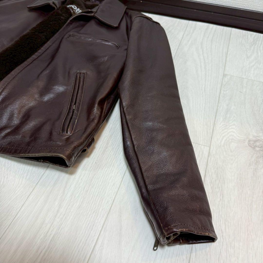 Schott 643EVS 襟付きシングルライダース ダークブラウン サイズ38