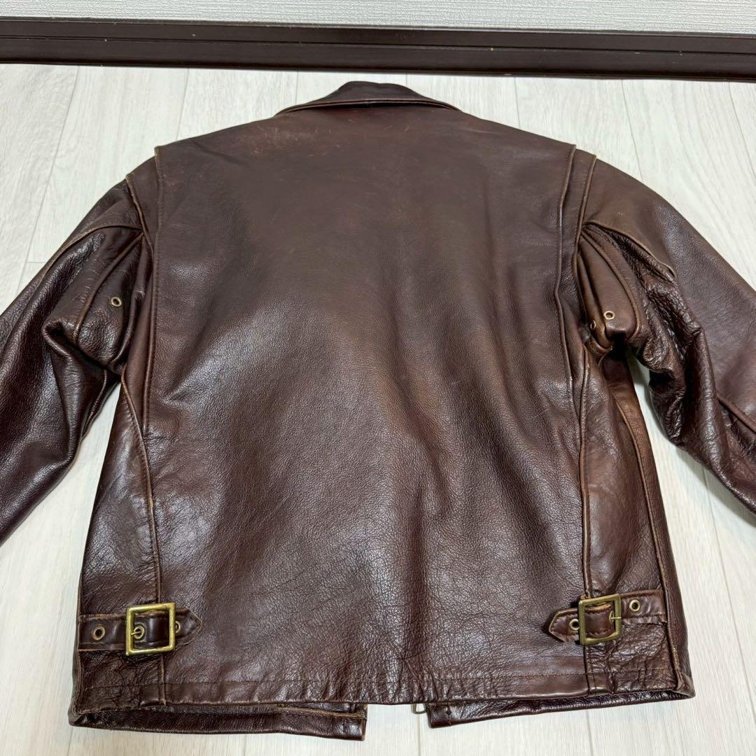 Schott 643EVS 襟付きシングルライダース ダークブラウン サイズ38