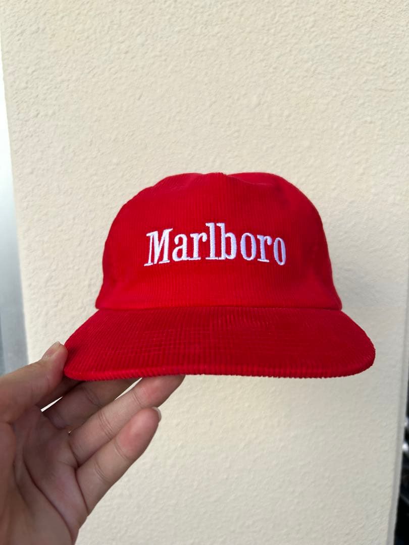 Marlboro コーデュロイキャップ レッド 新品 美品 マルボロ タバコ
