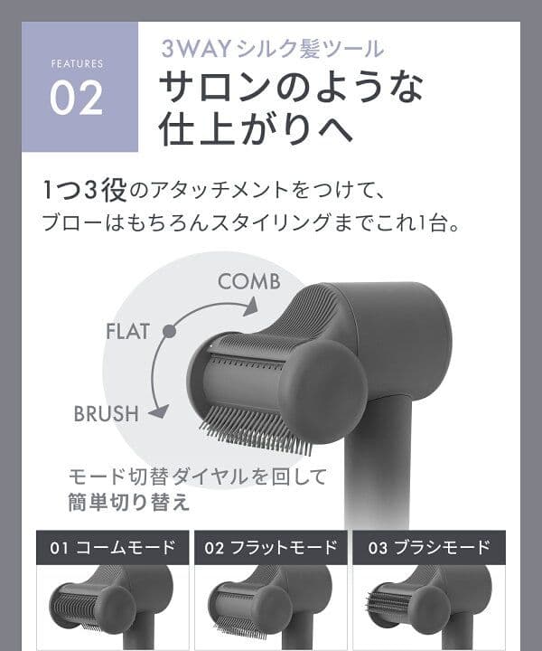 SALONIA ヘアアイロン グレー ブラシアタッチメント付き