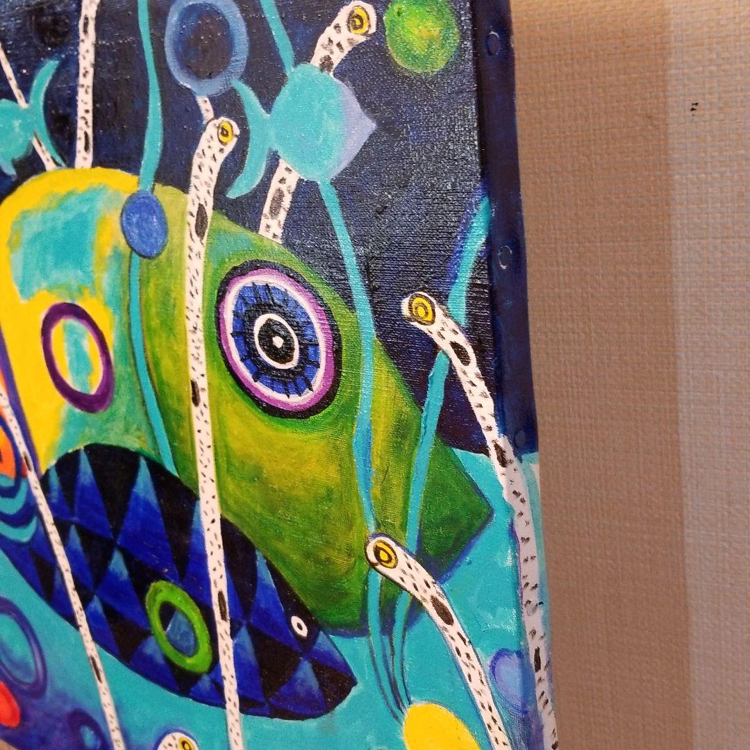 油絵　ゆうみ　チンアナゴの間を泳ぐ仲良し魚