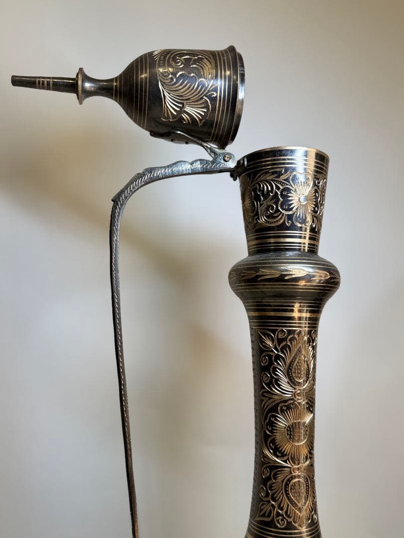 T71 中東 インド トルコ 真鍮製水差 象嵌細工 高さ61.5㎝ 茶道具