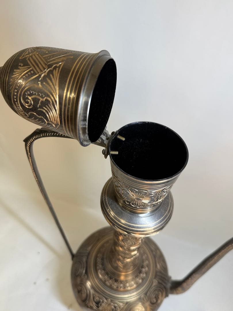 T71 中東 インド トルコ 真鍮製水差 象嵌細工 高さ61.5㎝ 茶道具