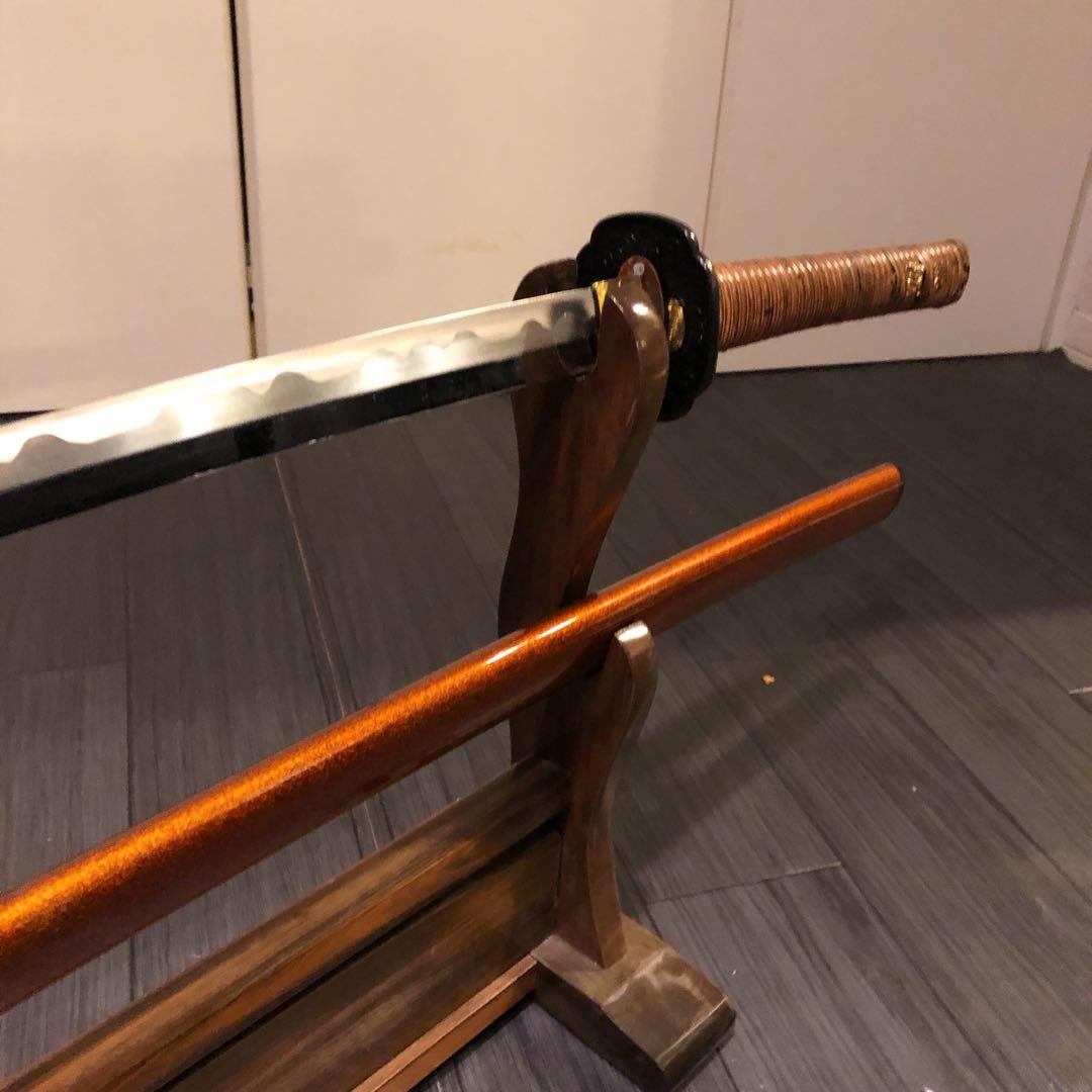 高級模造刀　居合刀　太刀　本研波刃　籐巻拵え　 刃長