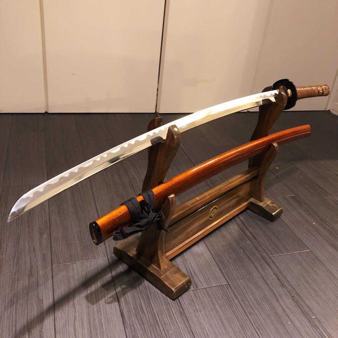 高級模造刀　居合刀　太刀　本研波刃　籐巻拵え　 刃長