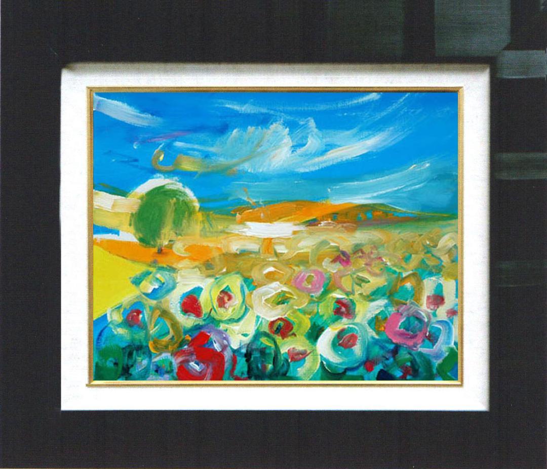 油絵 菅家令子 絵 絵画 インテリア 額付(白) uF6-050610 風景