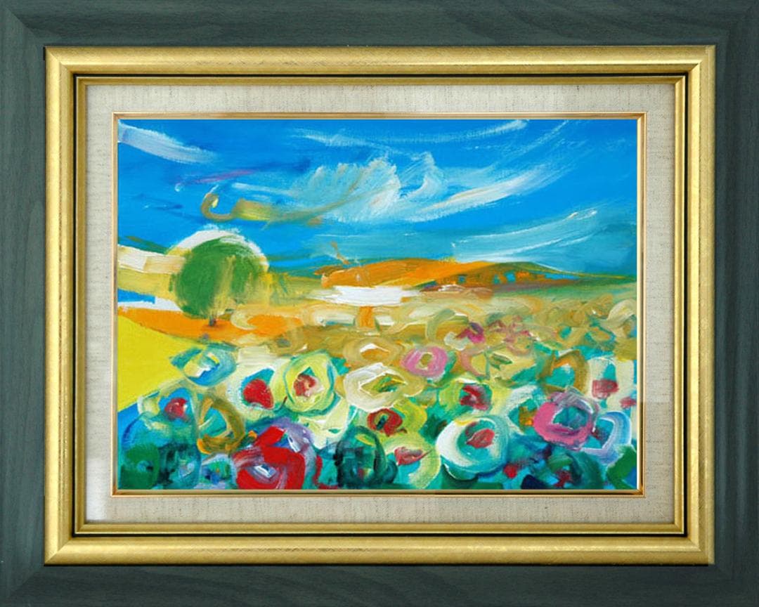 油絵 菅家令子 絵 絵画 インテリア 額付(白) uF6-050610 風景