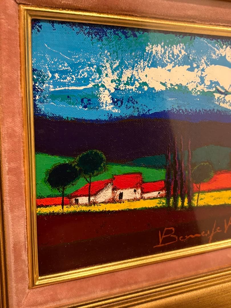 最終値下✨️真作 ロジェ・ボナフェ 油彩 ひつじ雲 額縁付 RogerBonafe