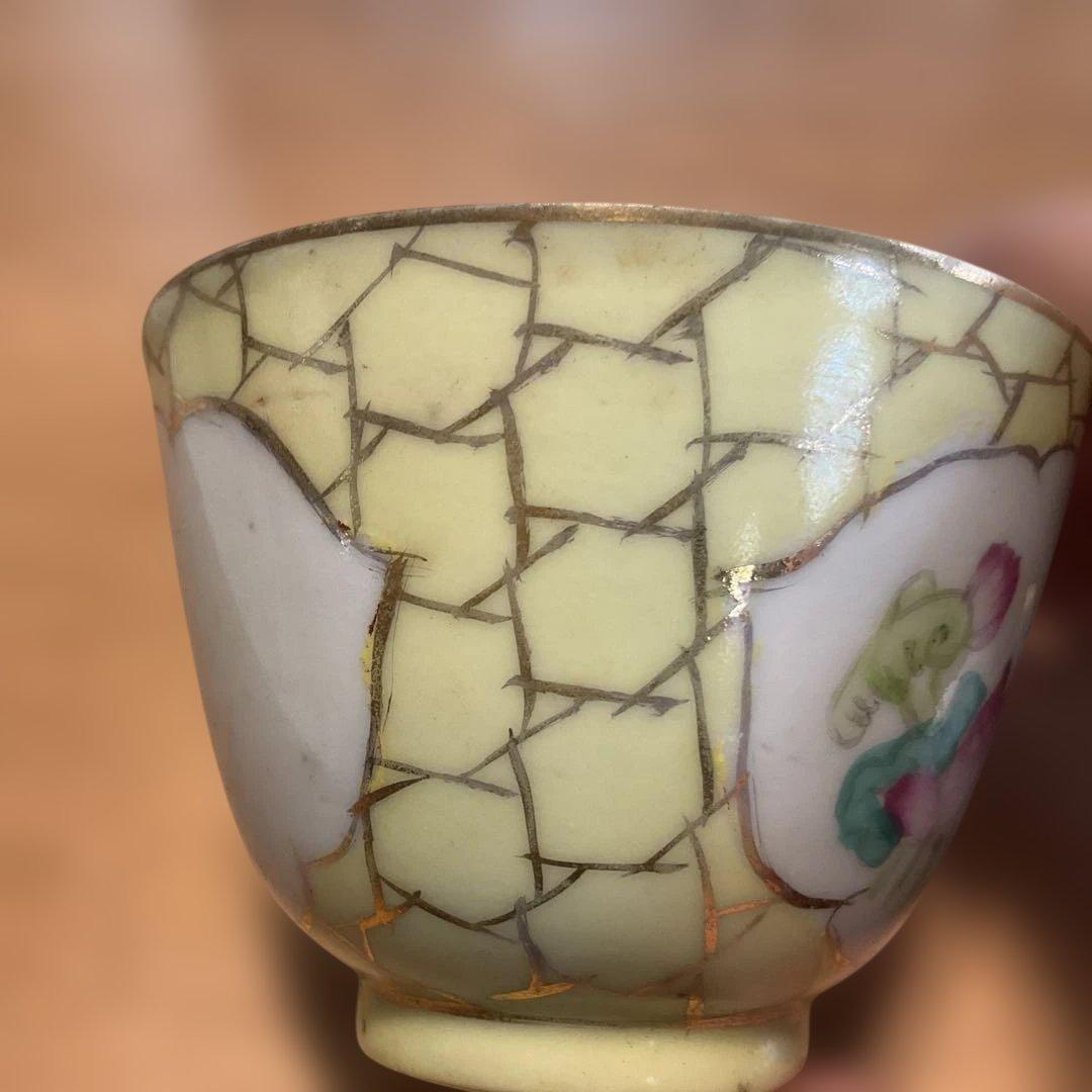 花柄模様茶碗、中国民国時代