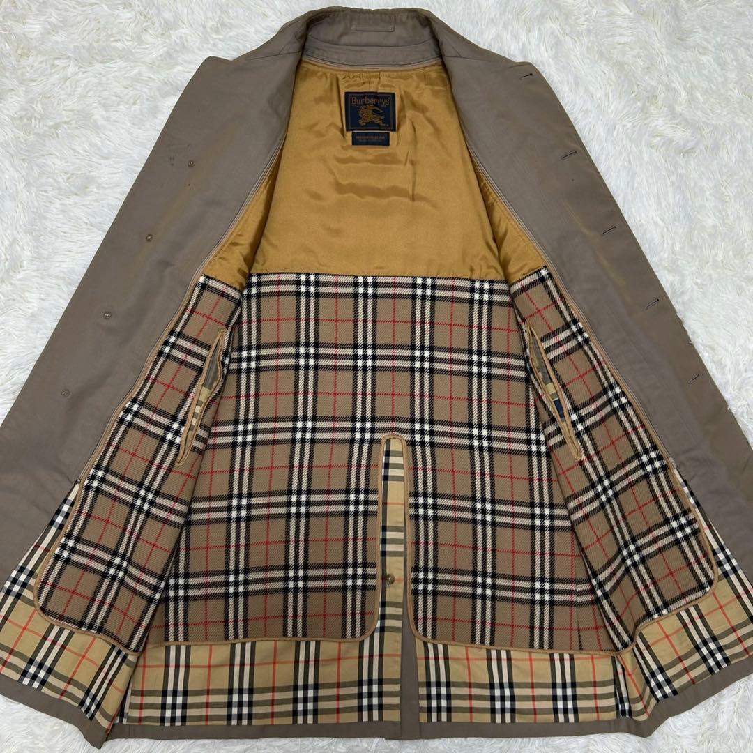【極美品/L】バーバリーズ ステンカラーコート ウールライナー カシミヤ 玉虫色